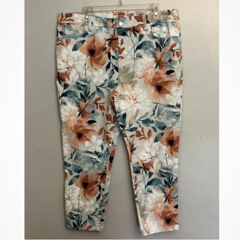 4-11 Chicos Girlfriend Sim Leg Ankle Jeans 3 XL 16 perfect Stretch Floral